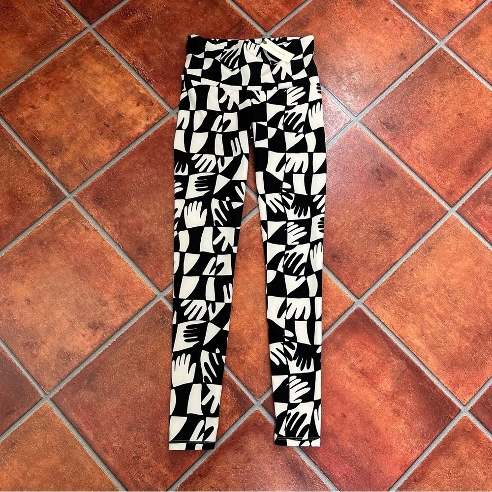 NWT Dazey LA x Anthropologie Checkerboard Handprint Graphic Leggings